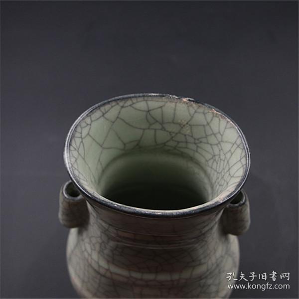 宋代官窑灰釉贯耳瓶做旧仿宋代出土古瓷器古玩古董收藏品家居摆件