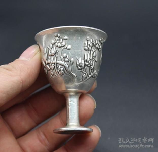 古玩杂项收藏白铜鎏银 酒杯 福禄寿 喜财 酒杯 铜 酒杯单个价格字随机