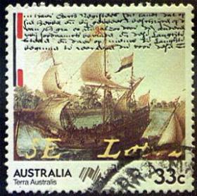 外国邮票-澳大利亚发行【纪念著名古帆船停泊码头】图邮票，不缺齿、无揭薄好信销邮票