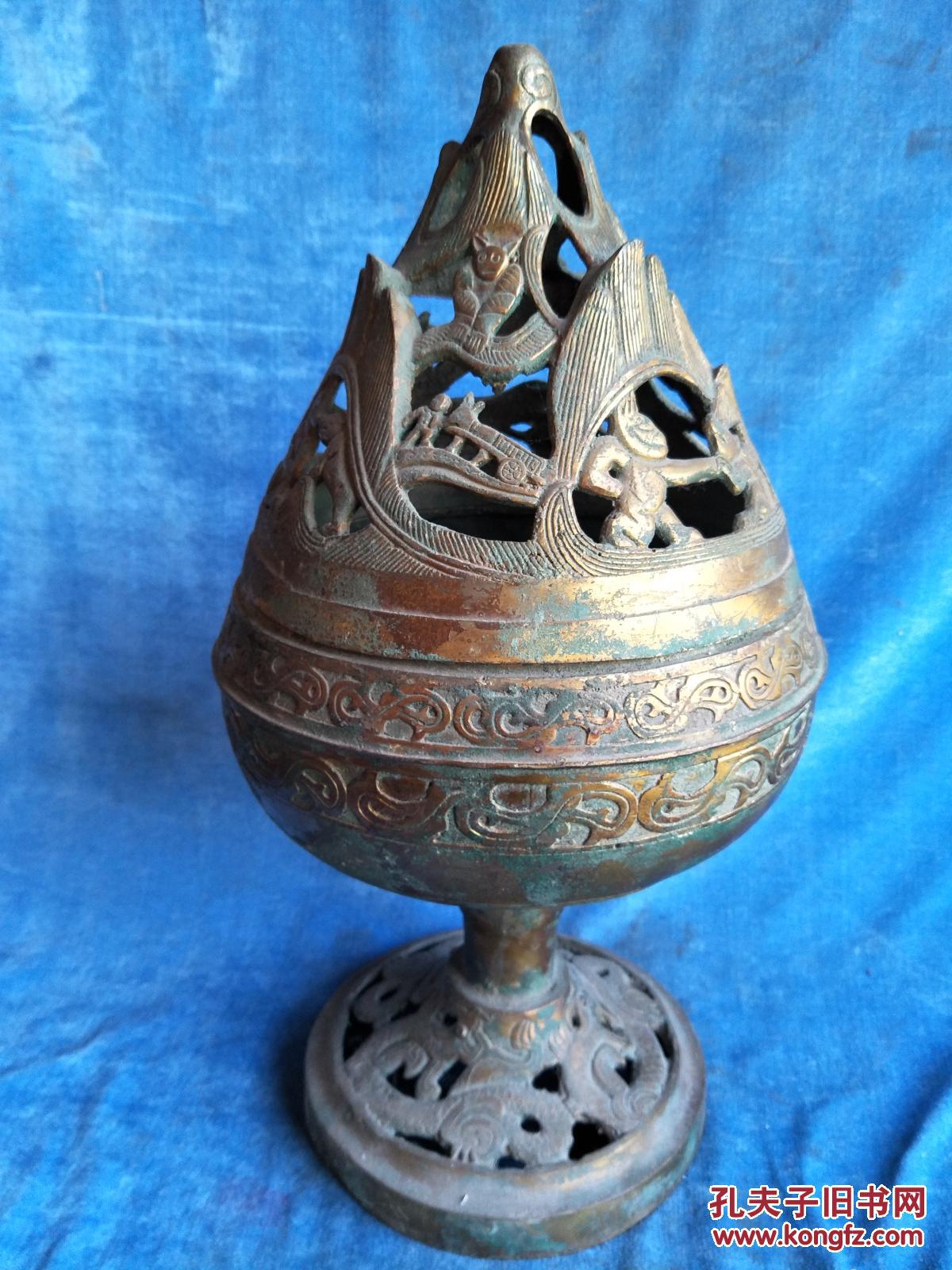 高50公分商代铜鎏金大香炉,重约13斤 拍品编号:29293076