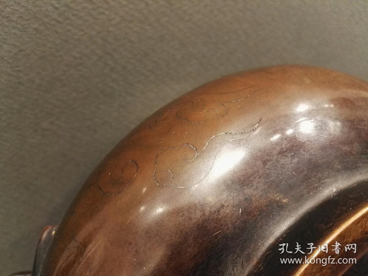 石叟款象耳戗银铜香炉