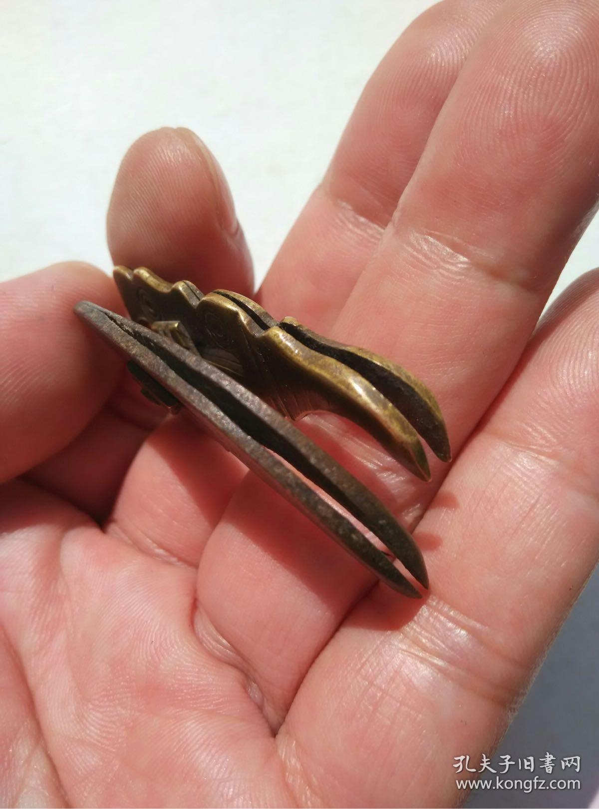清代刻铜双面工老铜夹子镊子针线活拔针挑线传统老铜工具针夹老铜器