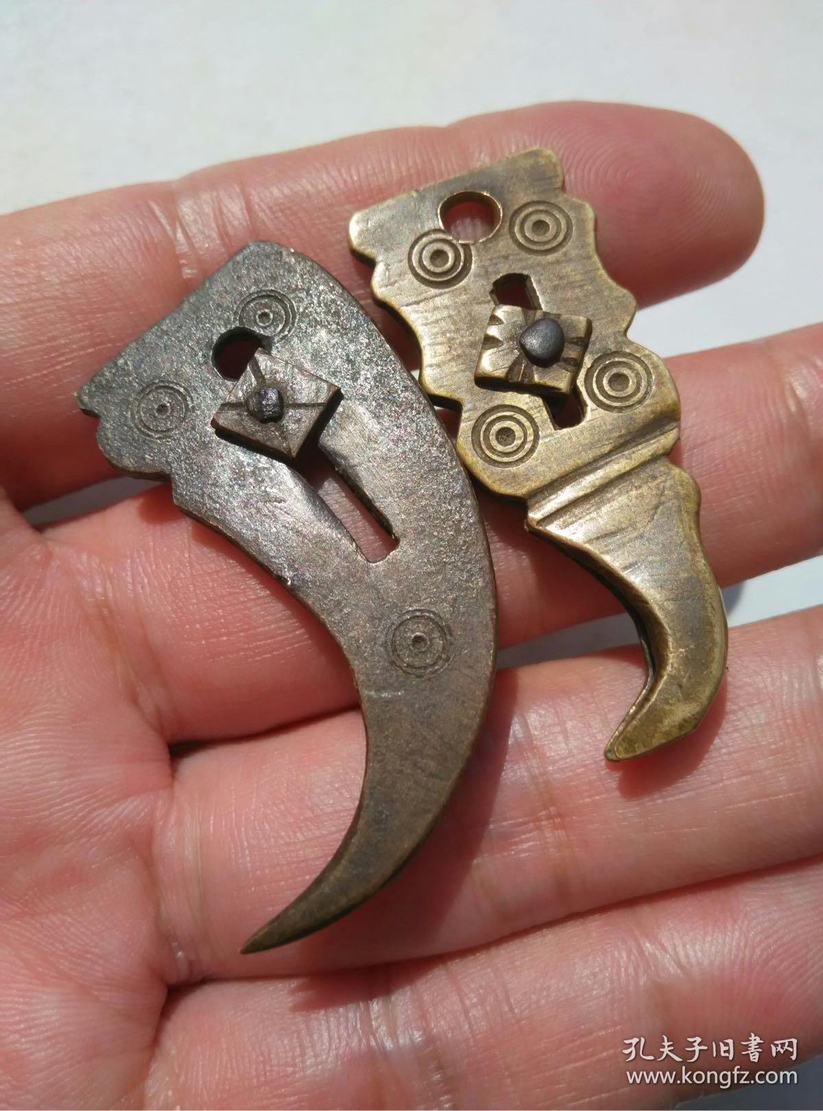 清代刻铜双面工老铜夹子镊子针线活拔针挑线传统老铜工具针夹老铜器