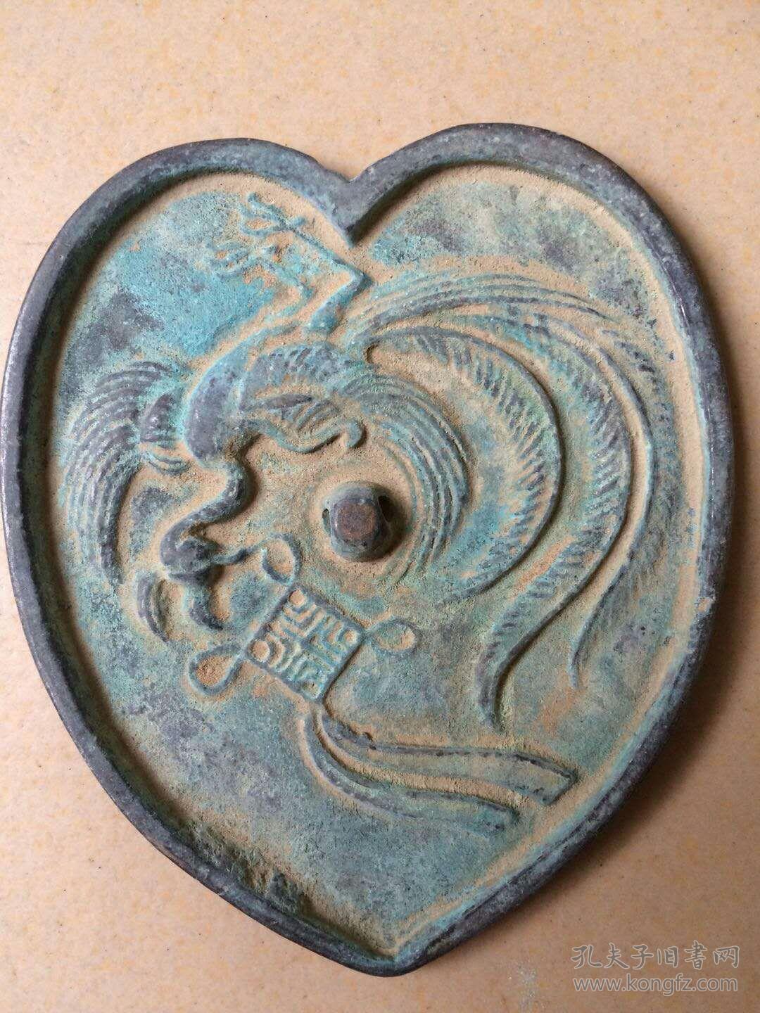 青铜器铜镜凤凰铜镜心形铜镜