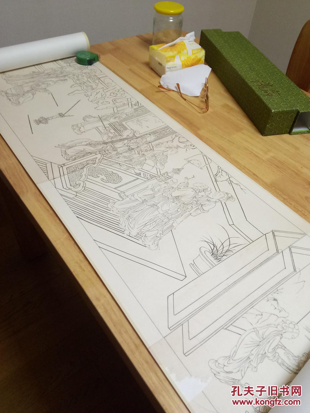 珍贵手卷民国画册现代装裱费晓楼摹古百美图卷稿1929年己巳年出版10米