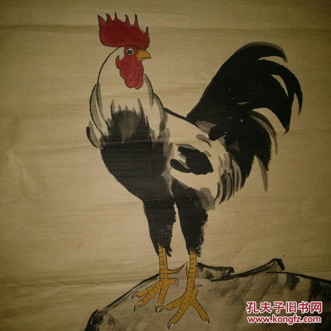 收来的老公鸡画一幅,非常逼真,懂行的朋友看看吧