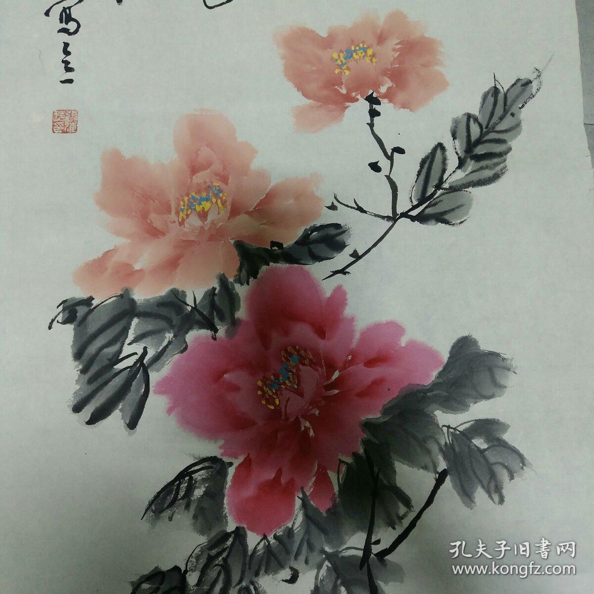 当代著名画家海玲作品国色天香值得收藏