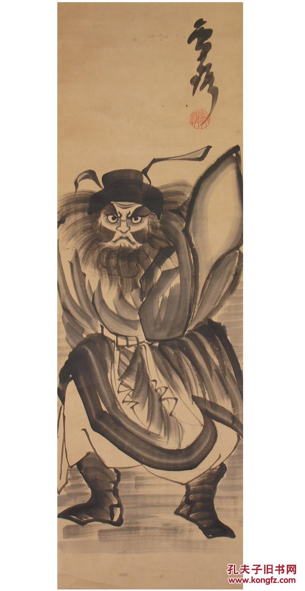 清代纸本手绘钟馗图辟邪美品