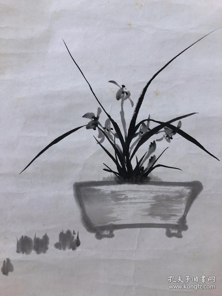 国画原作 265 花鸟画 墨兰图托片 有名章 孔夫子旧书网 国画原作 265 花鸟画 墨兰图托片 有名章 孔夫子旧书网