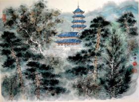 傅益玉《山中古寺》