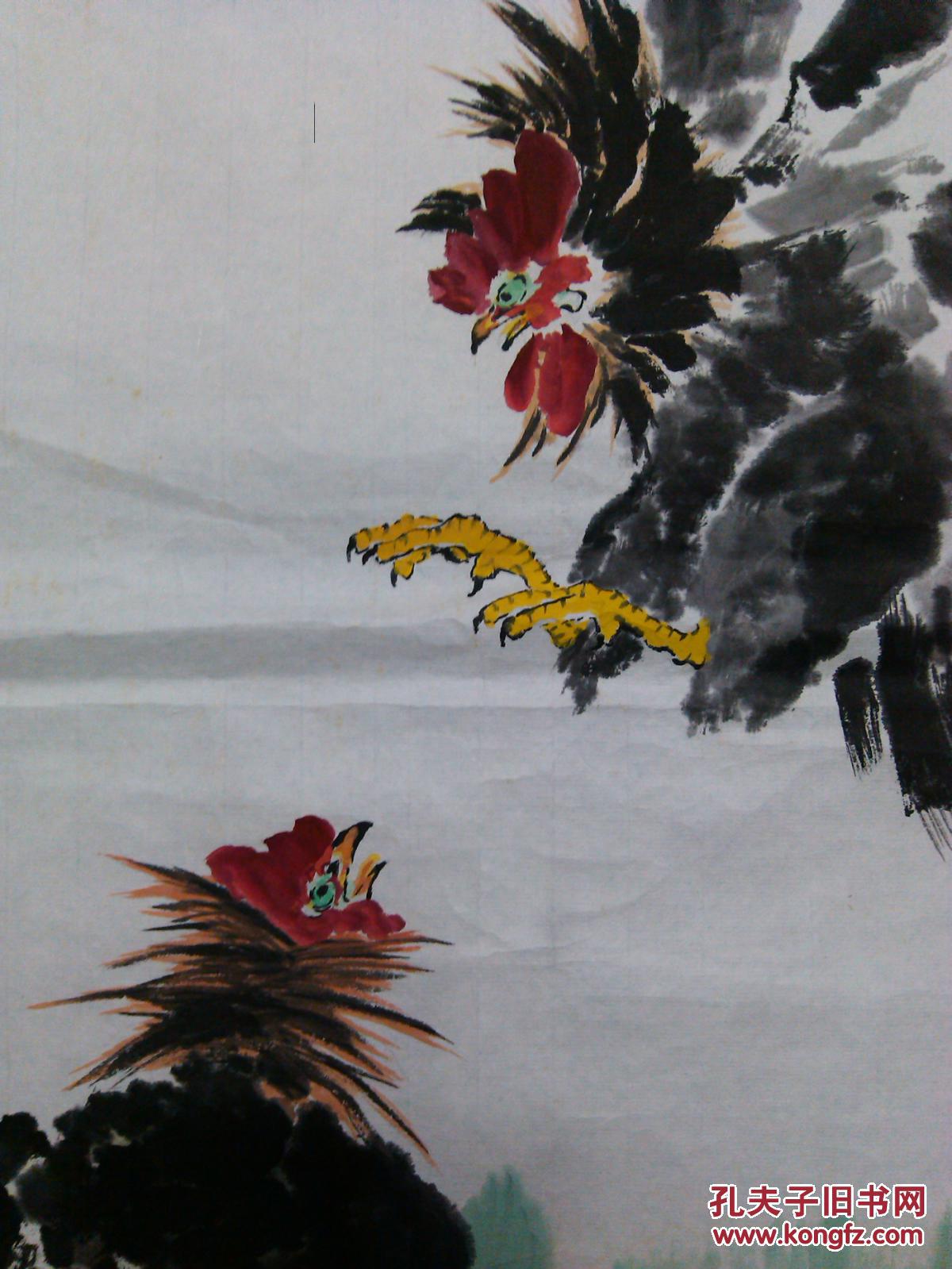 无款国画斗鸡图