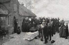 1902年巨幅木口木刻版画《葬礼》 57×41厘米