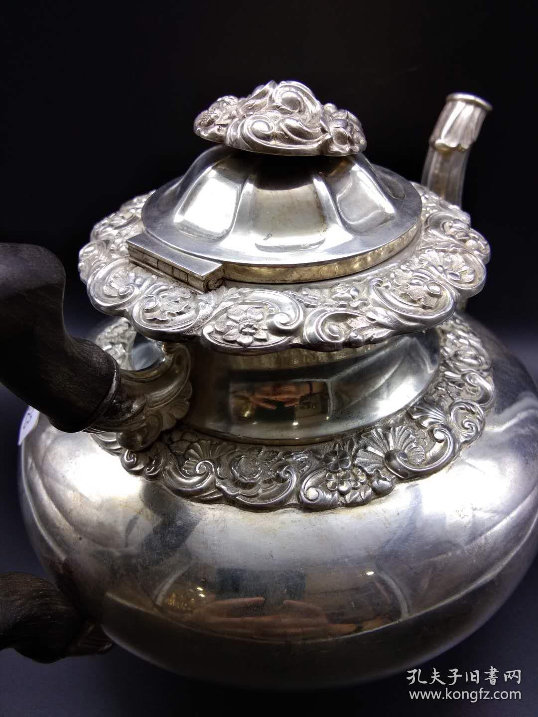 欧洲古董 餐具 茶具 壶 银器 800银 底部有13标记 1881年前生产 585克