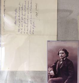 法国作家 阿尔丰斯·都德 Alphonse Daudet 信札一通 签名