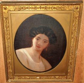法国回流19世纪古董人物肖像油画
尺寸：82×69CM