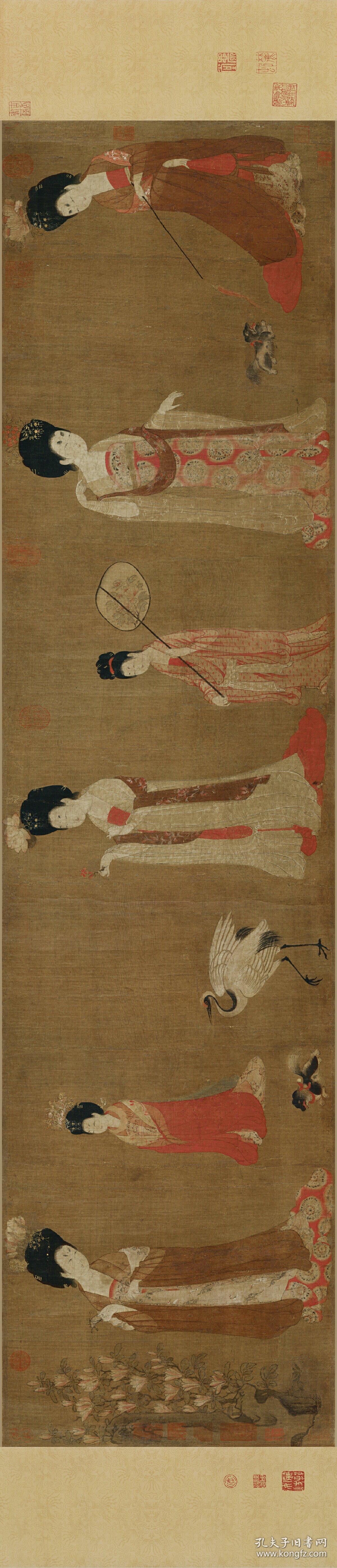 唐周昉簪花仕女图卷画心尺寸463921544厘米宣纸水墨原色微喷印制定制