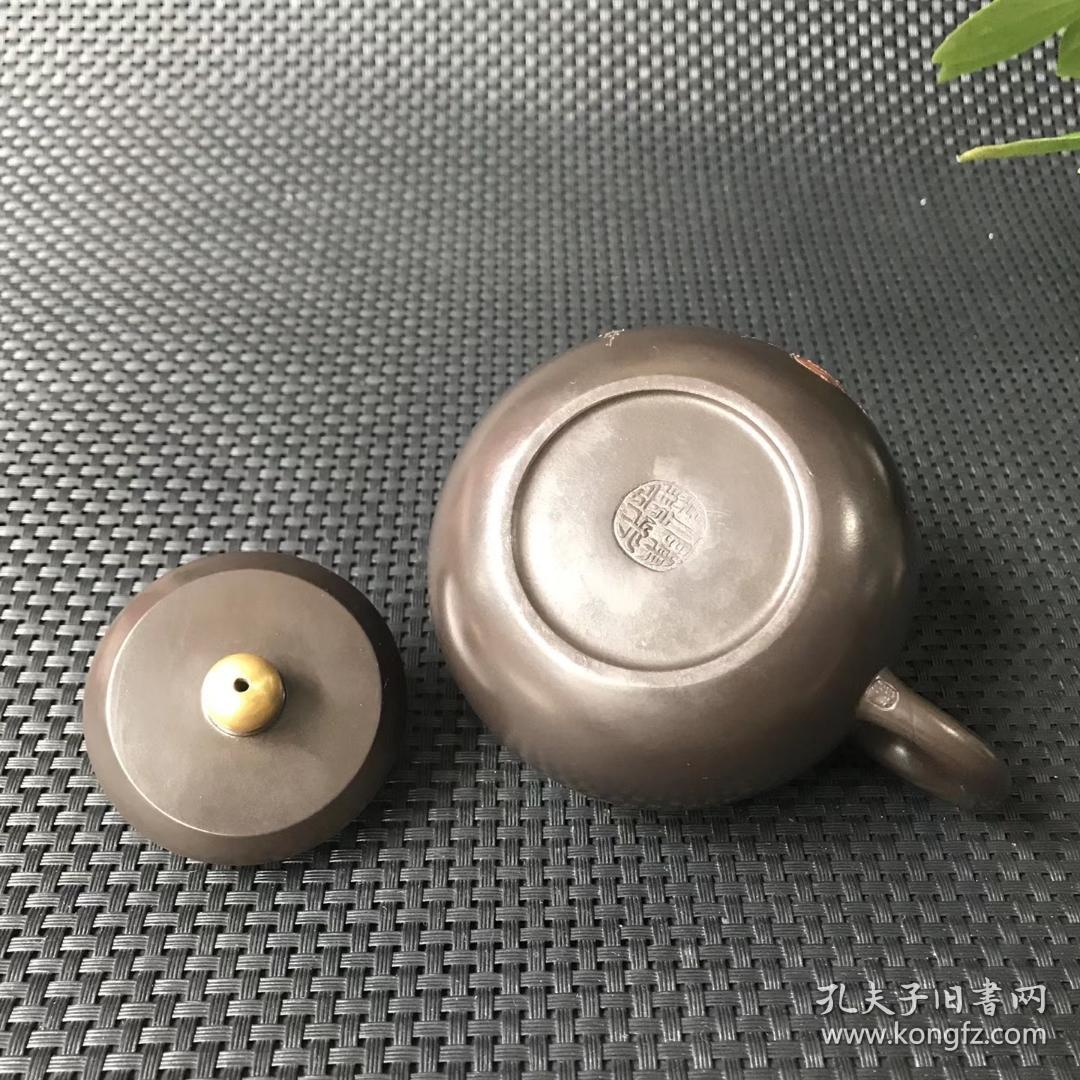 陈朱红全手工松鹤延年紫砂壶180cc11x9