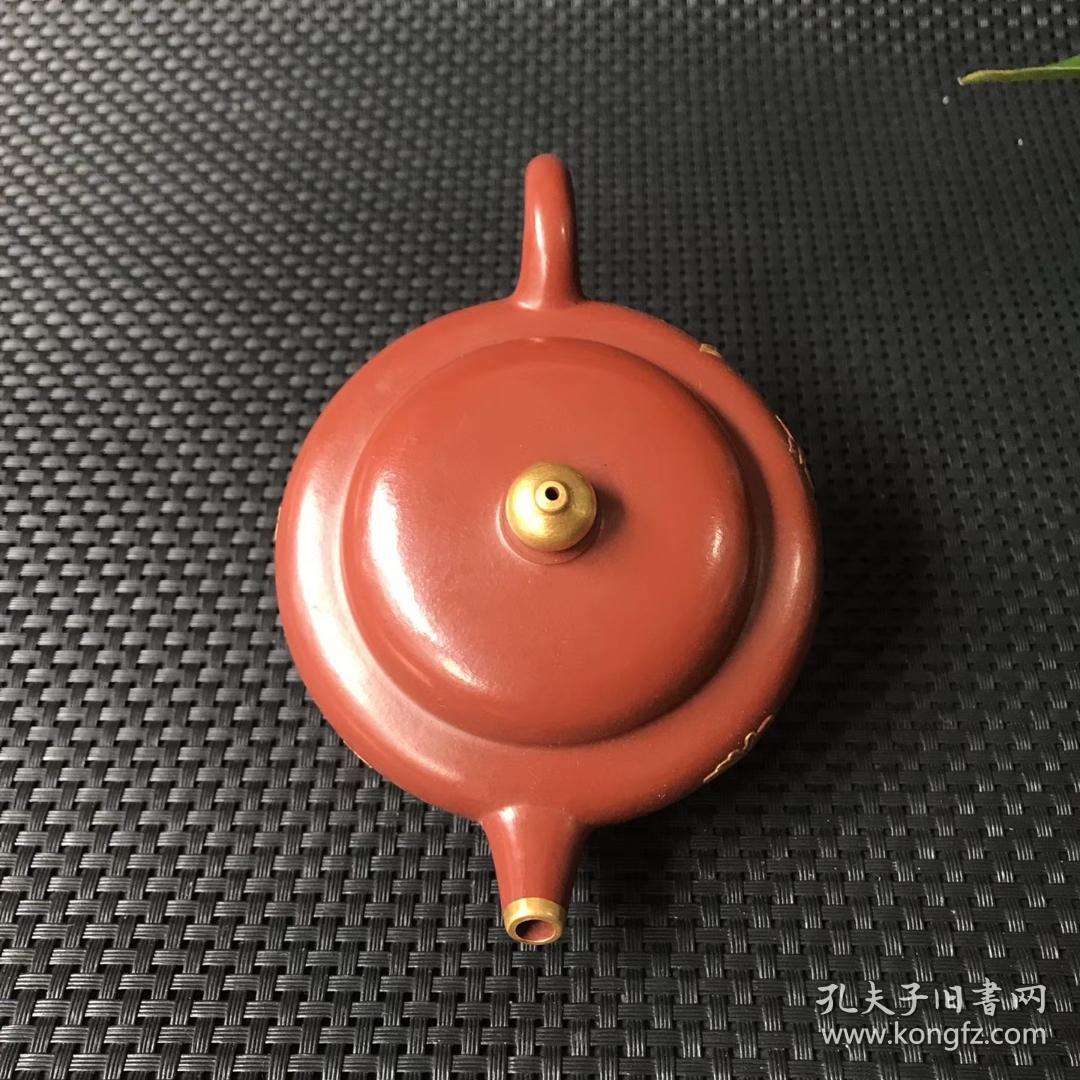 陈朱红全手工荷花紫砂壶180cc13x7