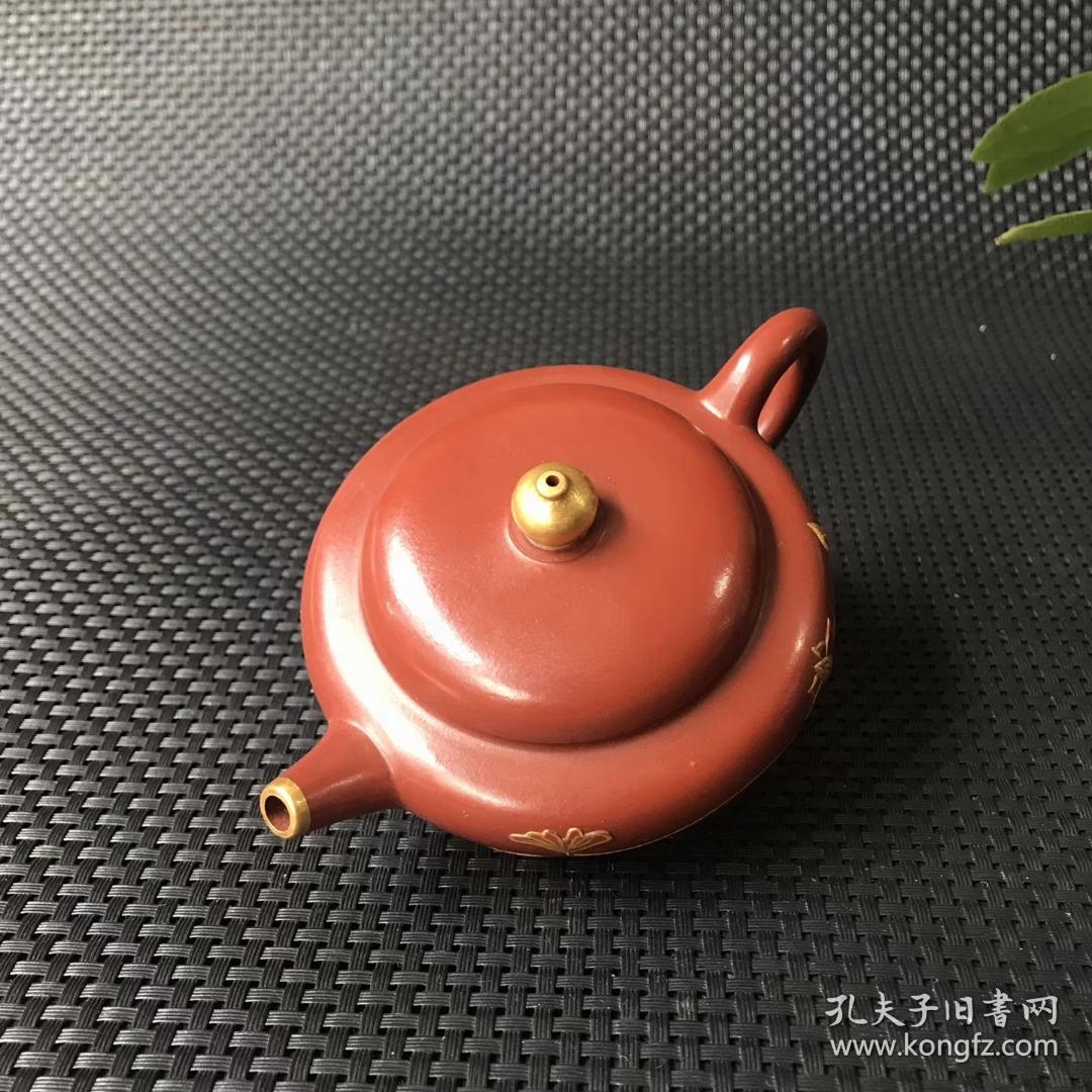 陈朱红全手工荷花紫砂壶180cc13x7
