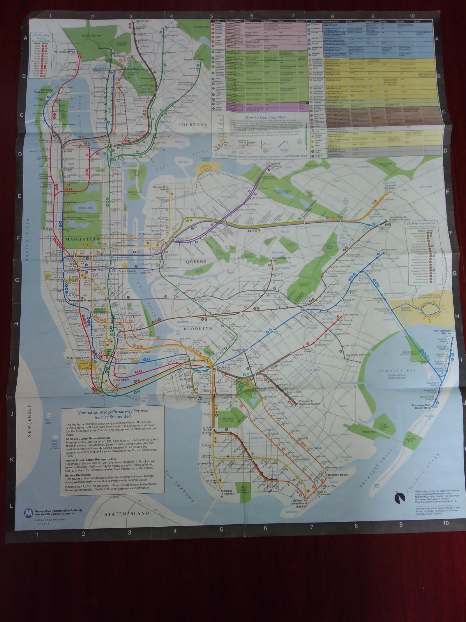 美国纽约地铁图1990年（New York Subway Map）