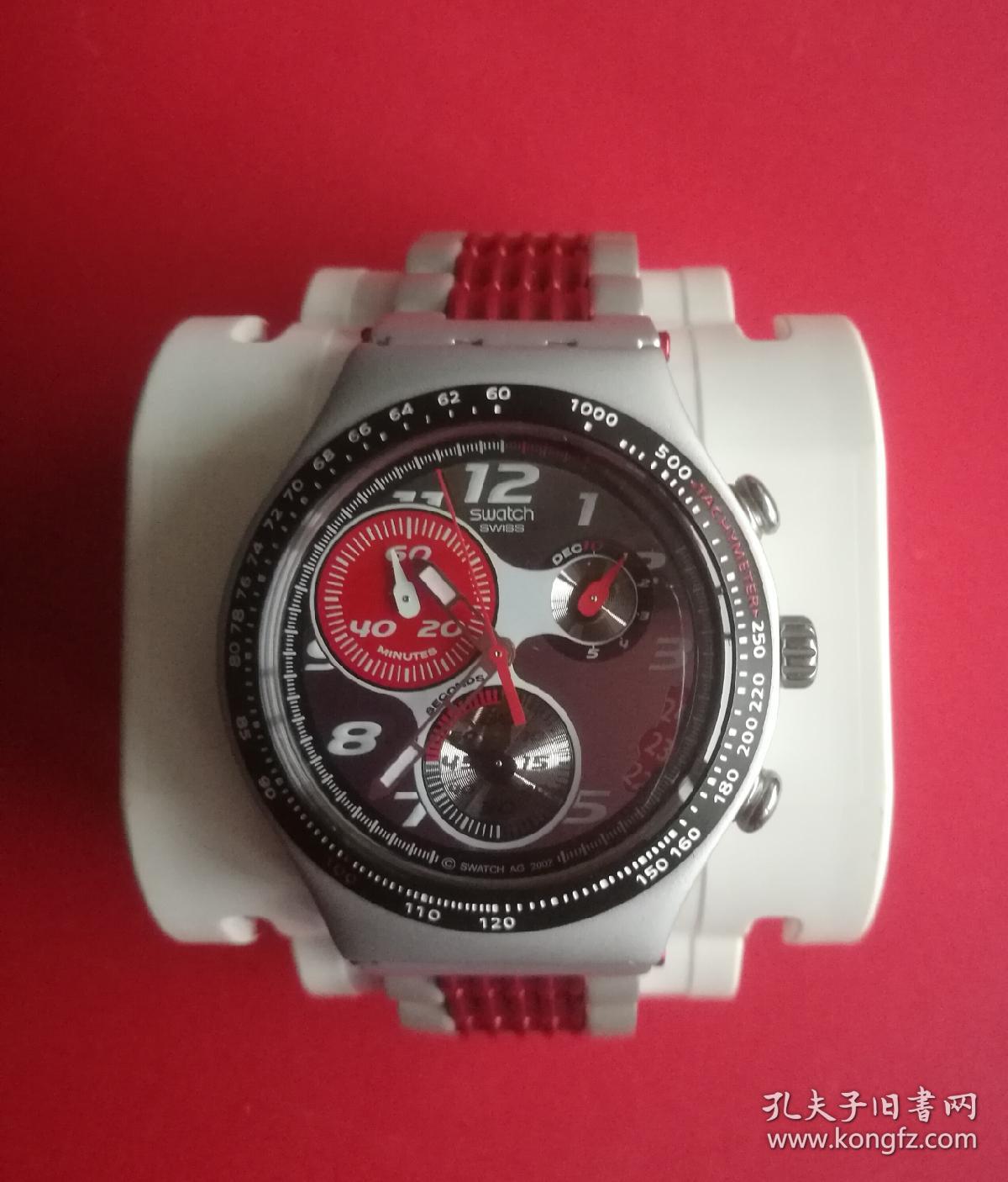 swissmade瑞士造正品swatch斯沃琪石英三眼计时码ironly梦魇男士手表