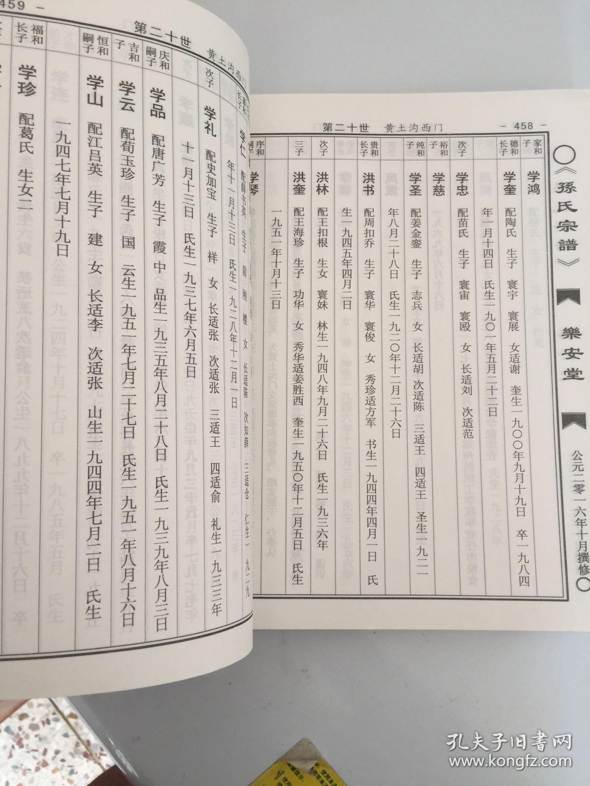 乐安堂孙氏宗谱(三) 纯阳公(字仲仁)后裔