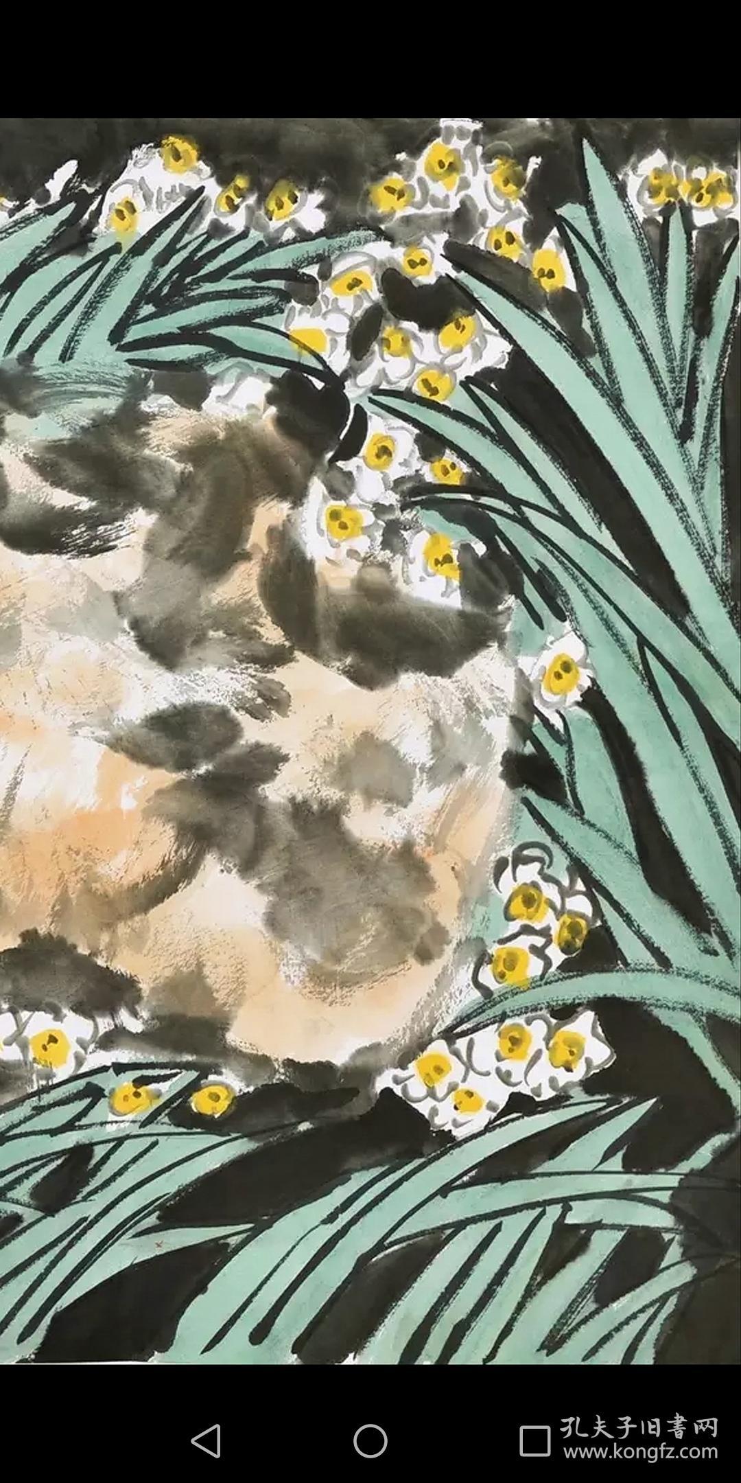 鲁光花鸟国画水仙花纯手绘字画