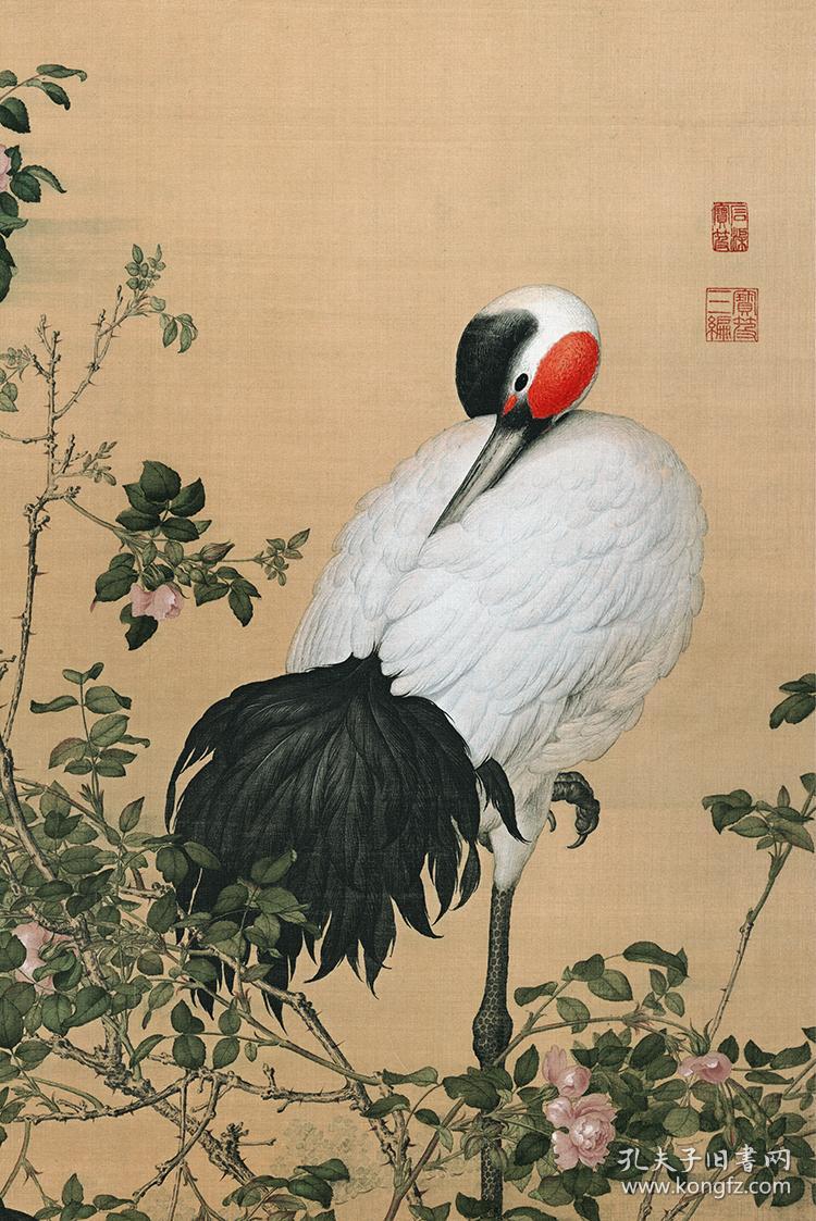 清郎世宁花阴双鹤图1217x663cm绢本国画宣纸绢布艺术微喷画芯名画复制