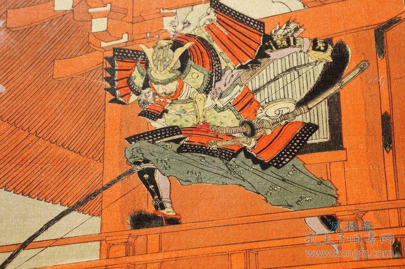 浮世武者绘水野年方佐藤忠信五重塔跃下之图源义经四天王