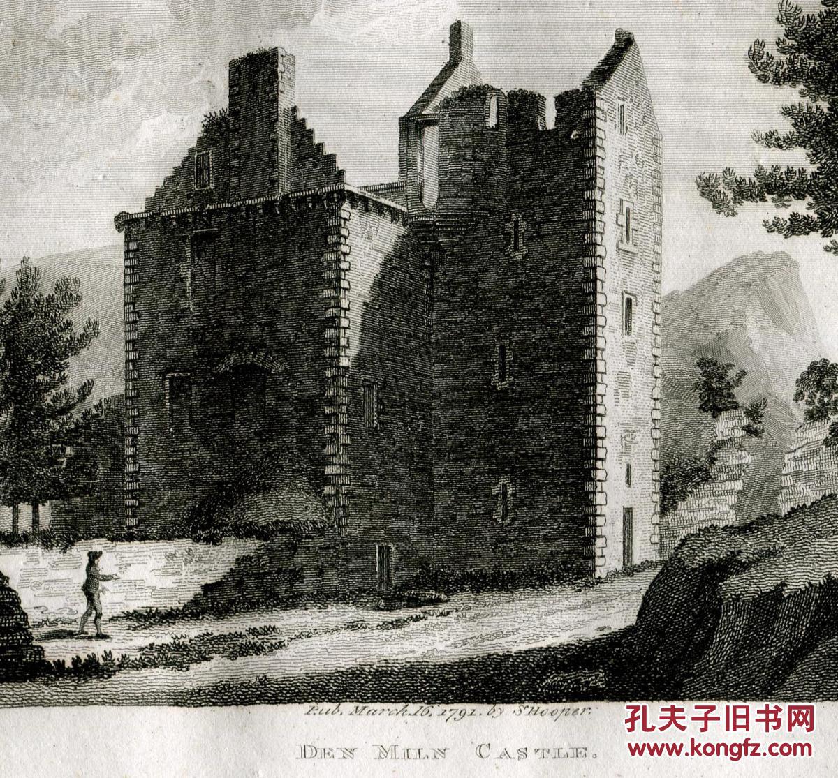 1791年铜版画《丹米尔城堡》26.5×19厘米