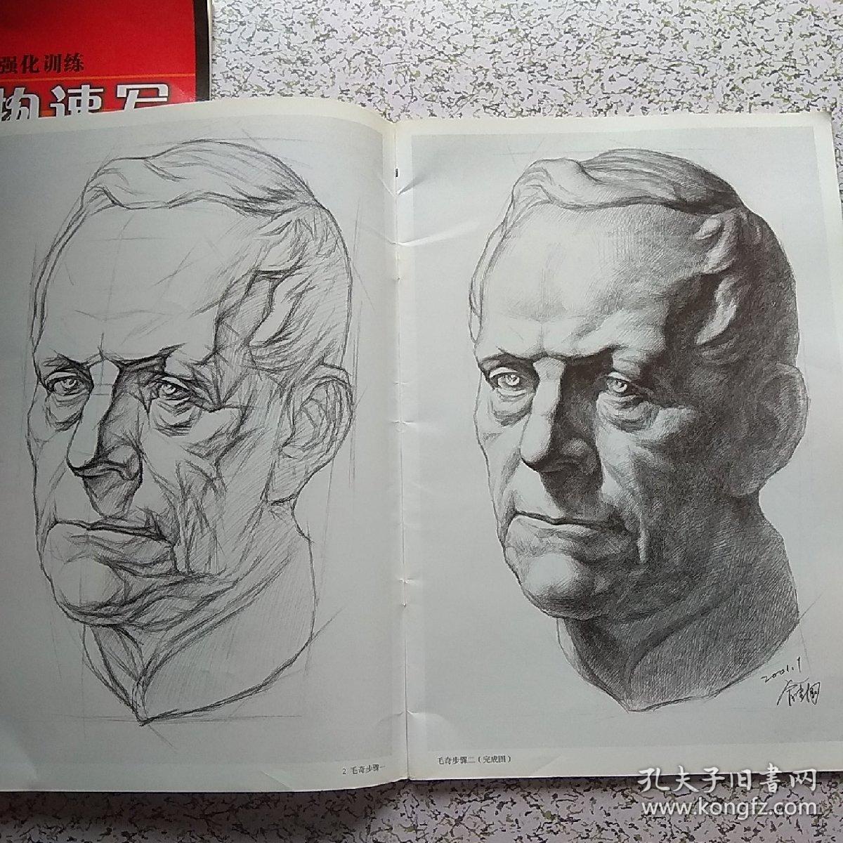 石膏挂像素描技法范本