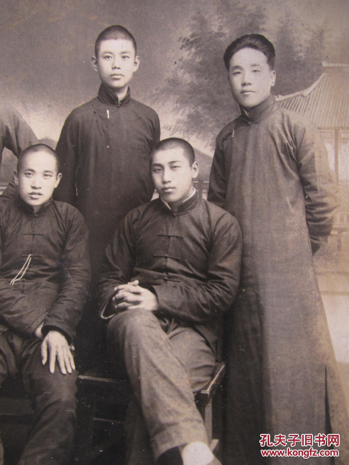 民国原版原照片文化教育界人士五人合影照