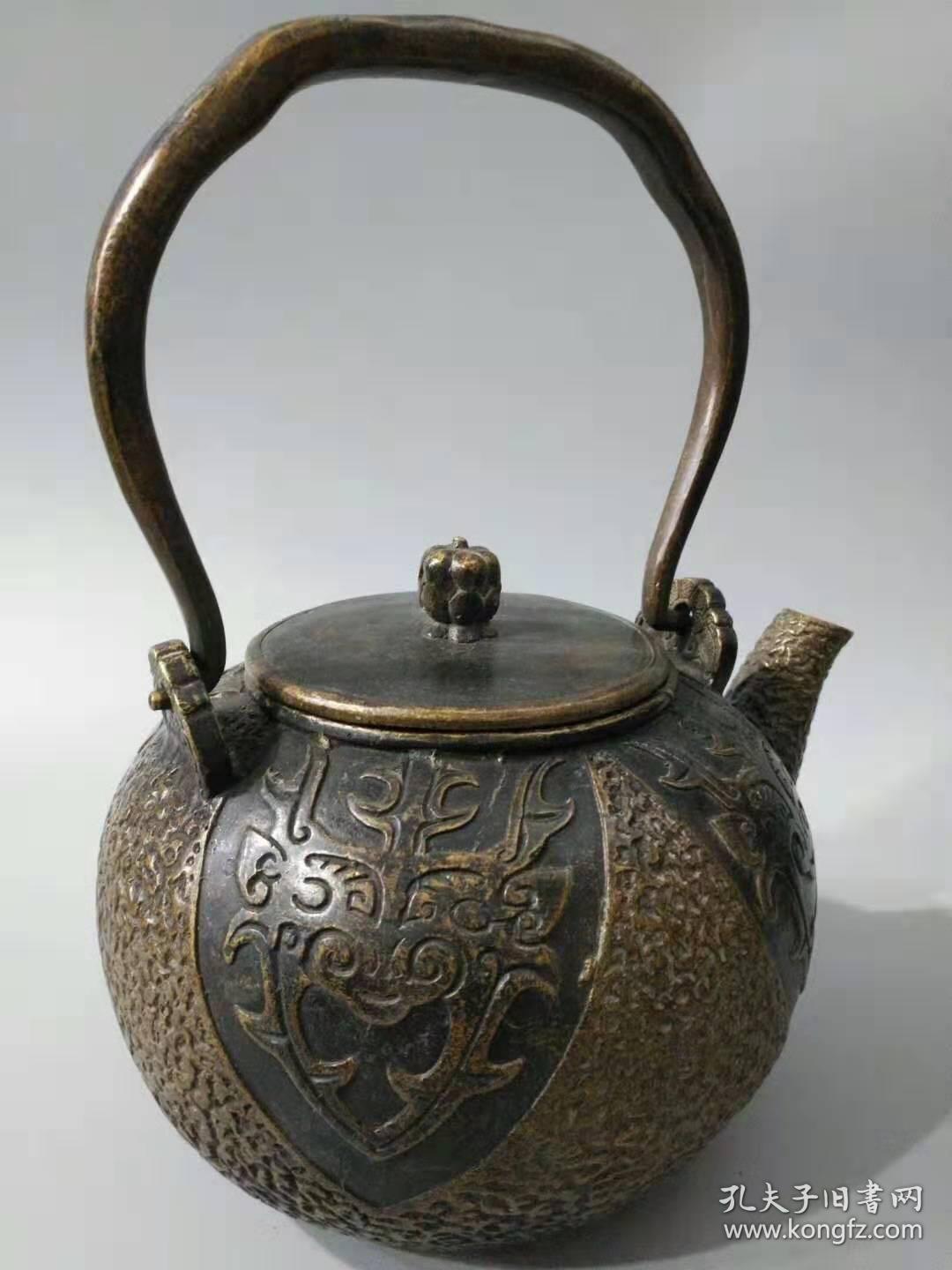 虎头纹饰 大茶壶老黄铜茶壶