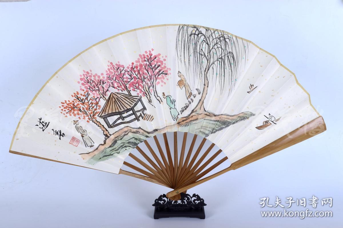 职业书画家,艺品万家签约艺术家 孙章喜 水墨画成扇一幅(尺寸:56*19.