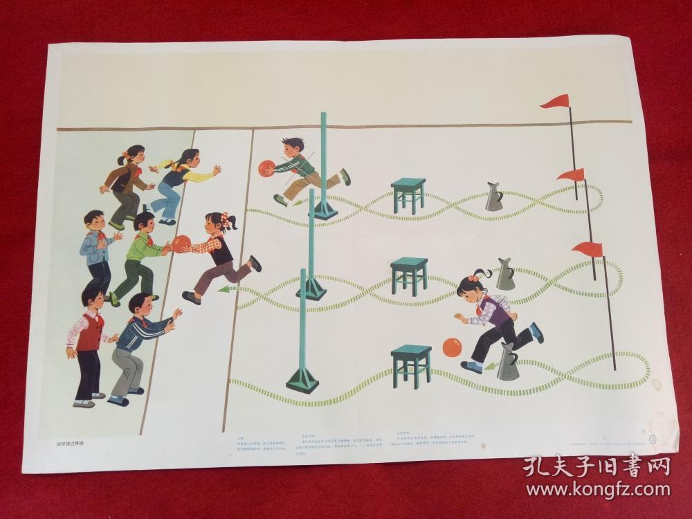 怀旧收藏八十年代教学挂图《小学体育运球绕