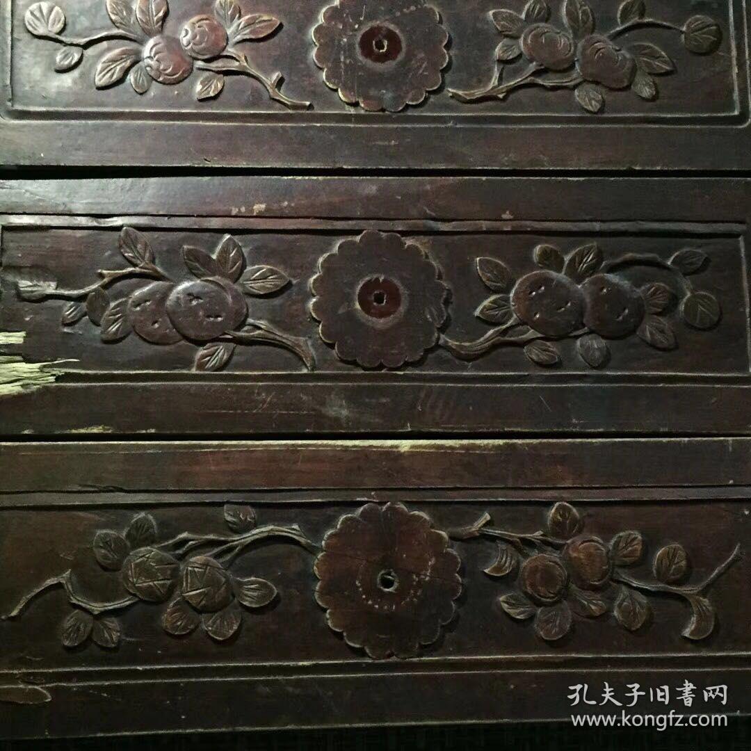 清代,抽屉柜木雕花板一套