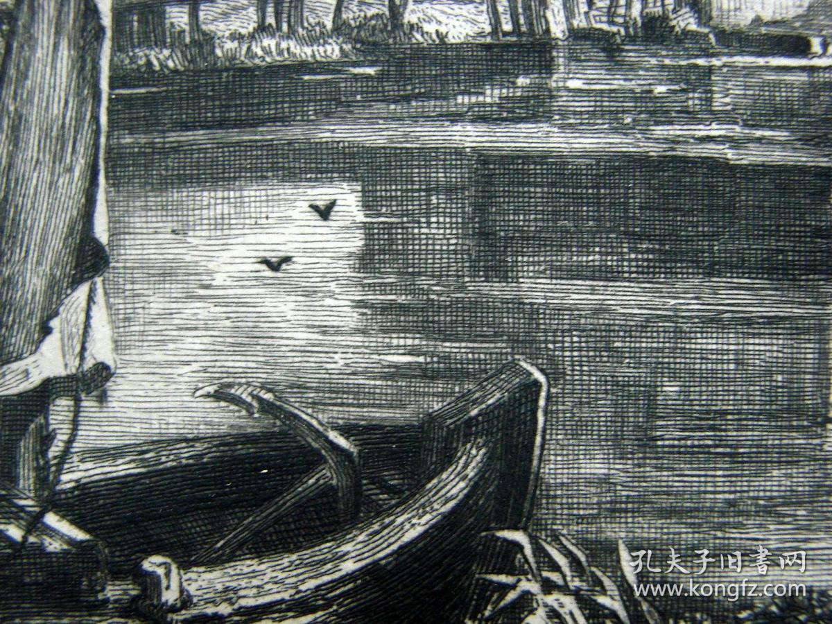 "大英博物馆藏画"1881年法国蚀刻铜版画《戴德姆的水闸和磨坊》—英国