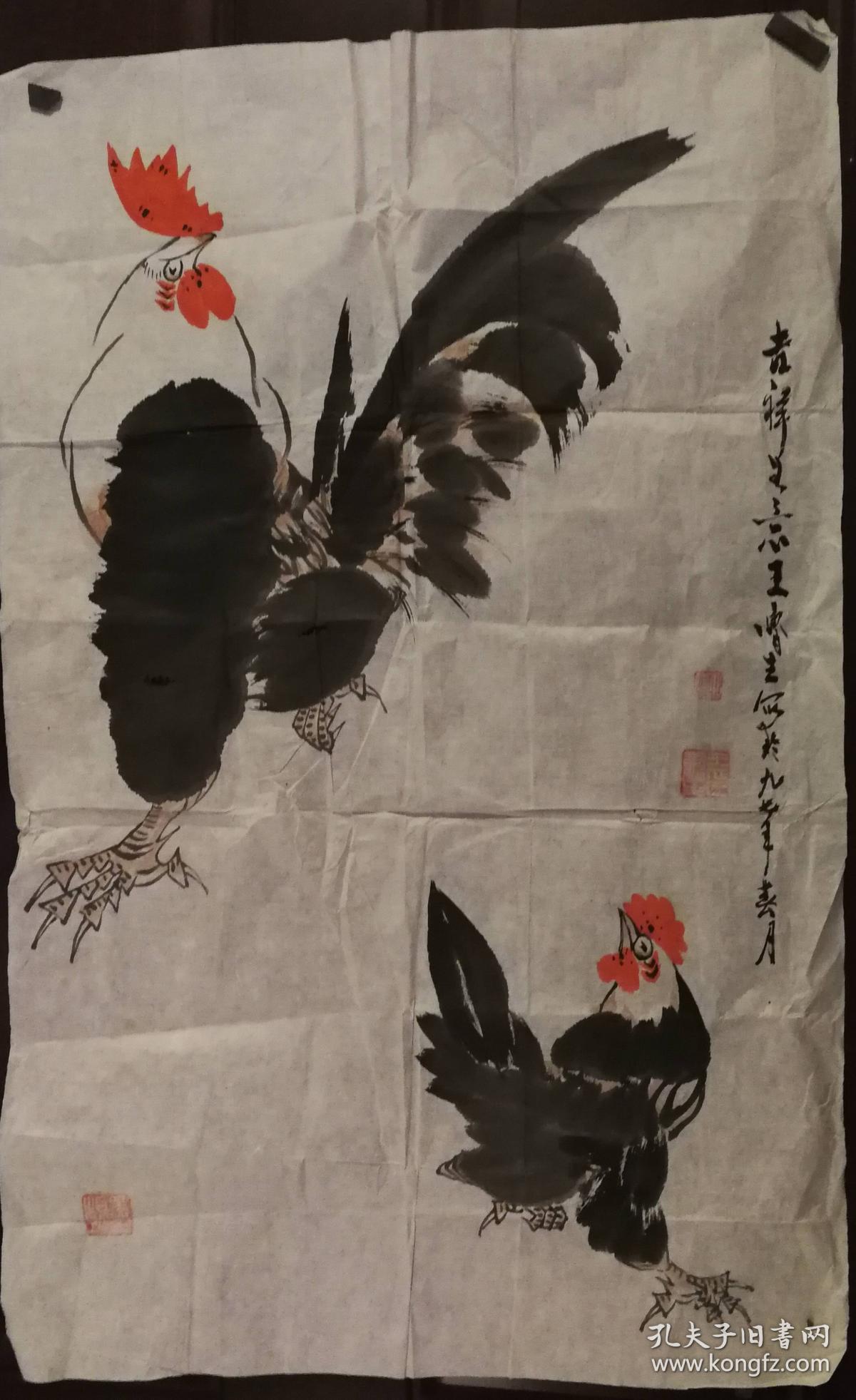 画家王鲁生手绘花鸟(画片)尺寸68公分×43公分
