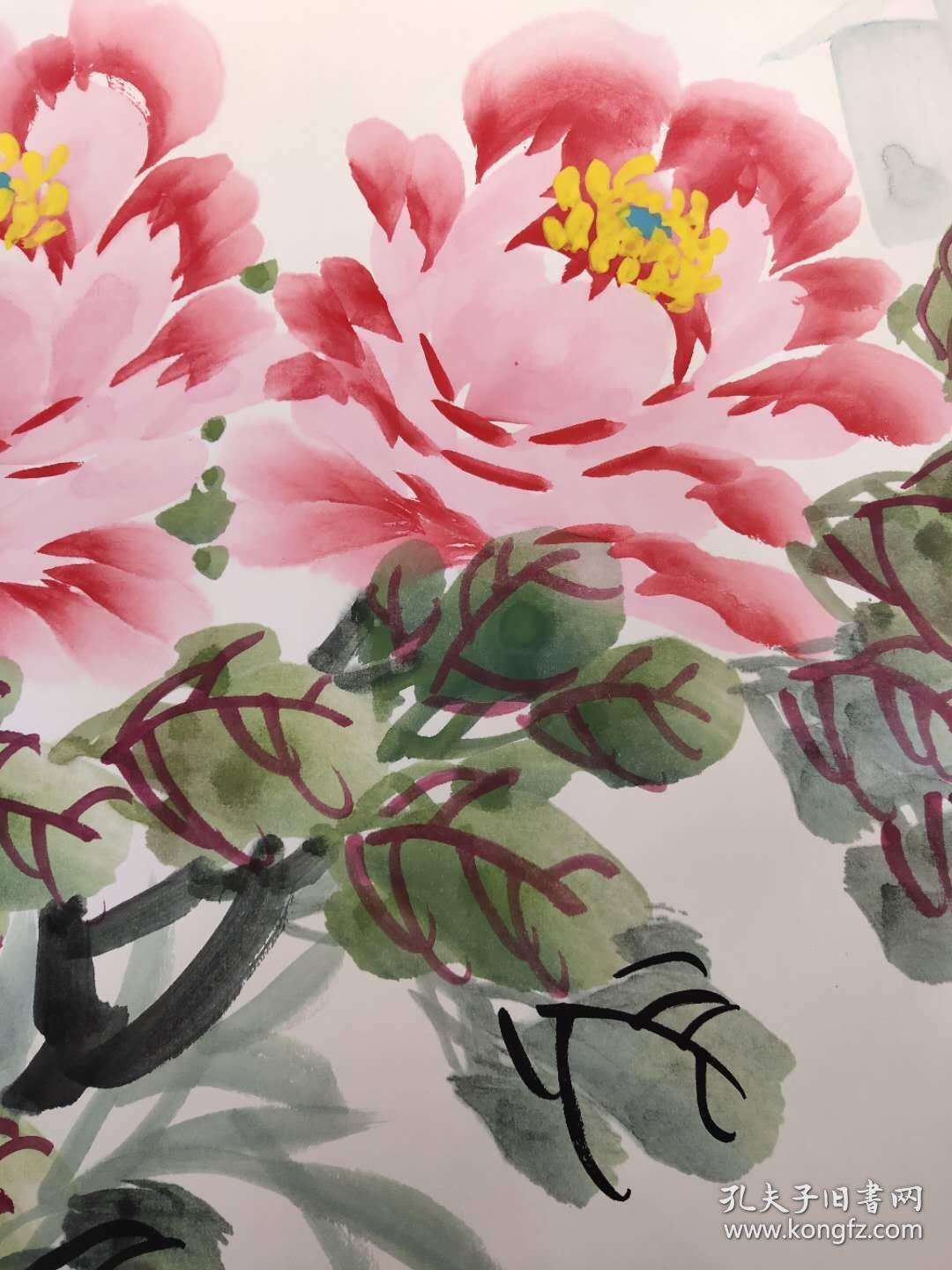 国画富贵吉祥李智慧72x200cm63x170cm提供画家与作品合影照片