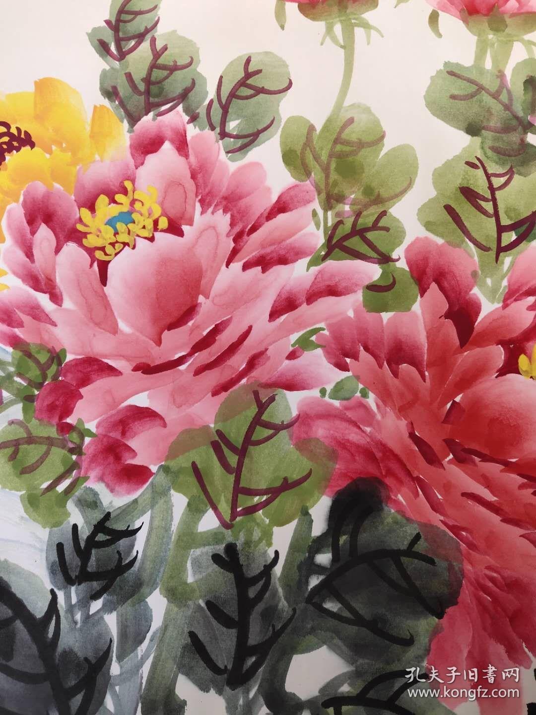 国画富贵吉祥李智慧72x200cm63x170cm提供画家与作品合影照片