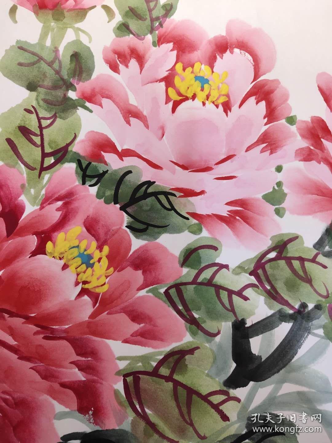 国画富贵吉祥李智慧72x200cm63x170cm提供画家与作品合影照片