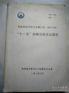 国家高技术研究发展计划(863计划)"十一五"战略目标论证报告