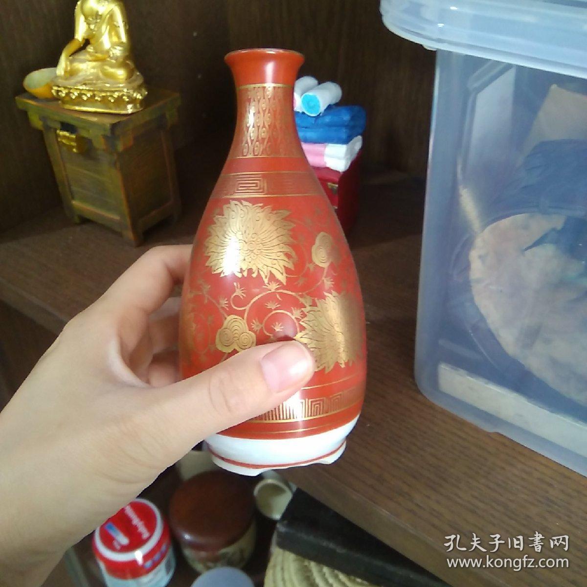 日本九谷烧九谷永乐描金边小酒壶