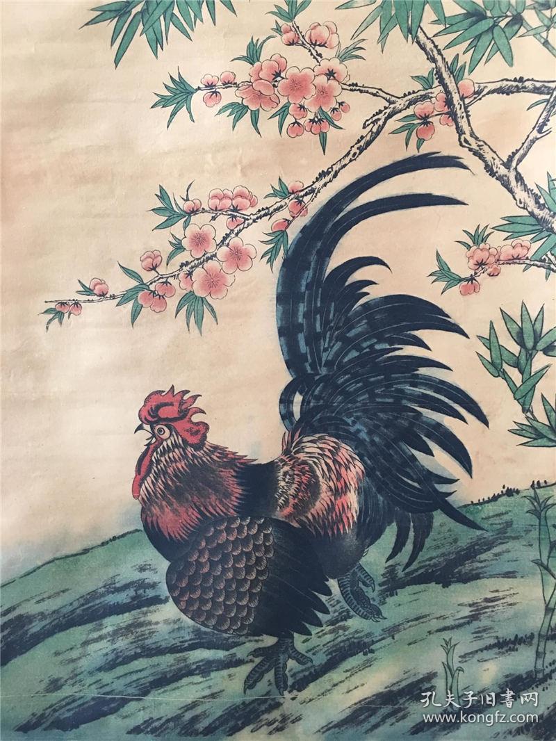 仿古做旧书画古代书画山水人物图齐白石闻鸡报晓大公鸡图古玩收藏