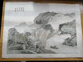 民国上海正兴公司发行的手绘印刷山水画（保老保真）