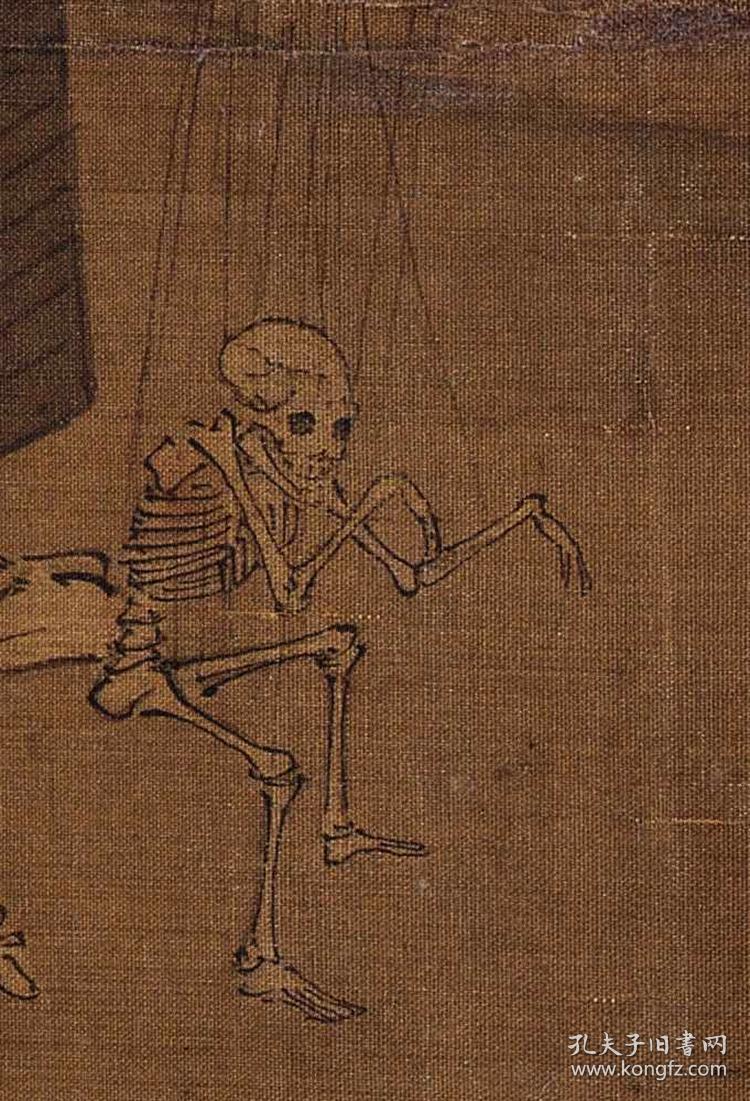 宋李嵩骷髅幻戏图38x92cm纸本国画宣纸绢布艺术微喷画芯名画复制原作