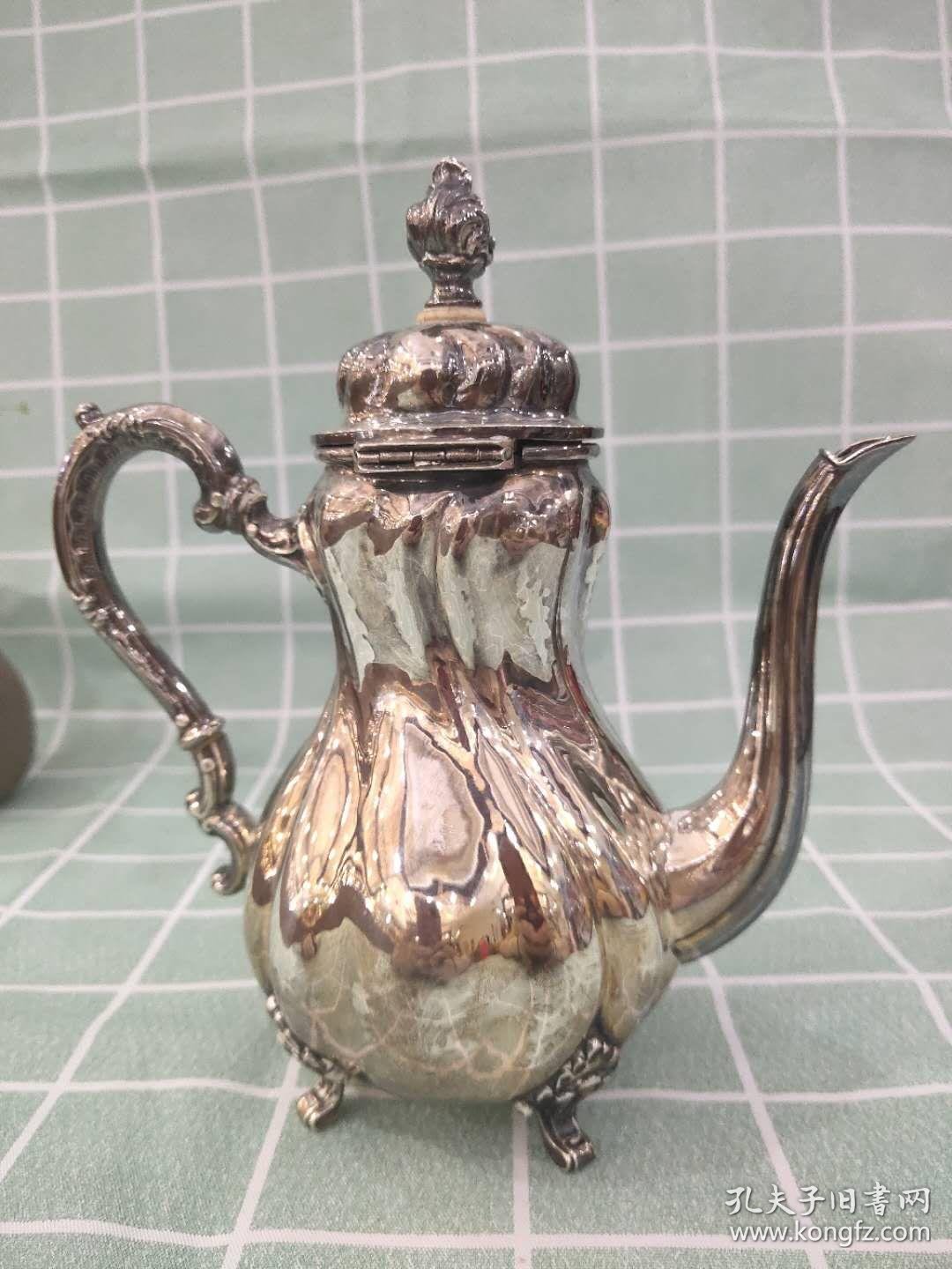 西洋欧洲古董德国餐具银器835纯银壶手工制作高19cm349