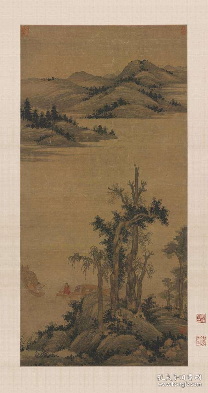 赵雍 溪山渔隐图立轴,纸本大小53.41*100.65厘米.宣纸原色微喷印制.