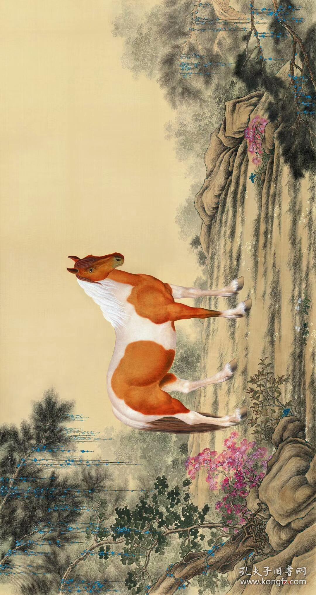 郎世宁马纸本大小519607厘米宣纸原色微喷印制定制产品不支持退货