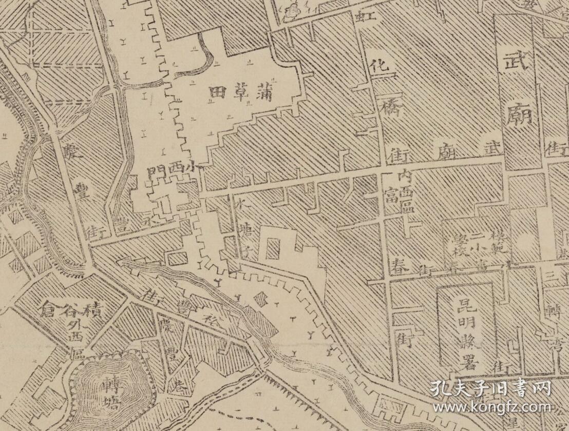 (原图高清复制)(民国昆明市地图,民国昆明老地图,民国昆明地图,民国